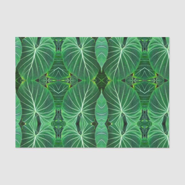 Papier Mousseline Forêt tropicale verte feuille feuille (Recto)