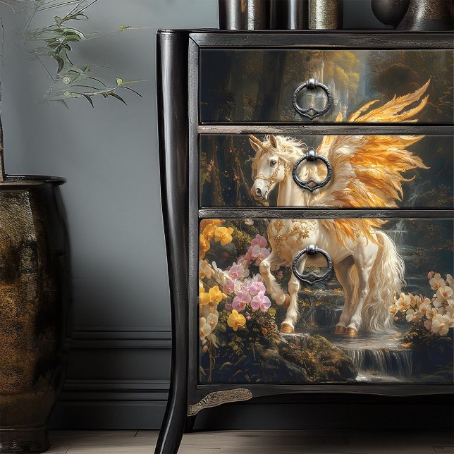 Papier Mousseline Forêt Unicorne Golden Wings Woodland Upcyclisme (Créateur téléchargé)