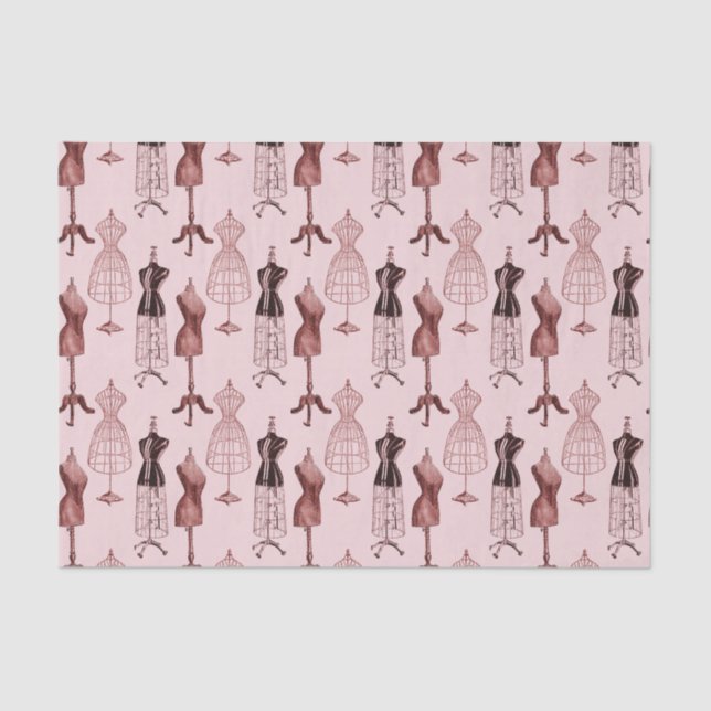 Papier Mousseline Formes roses antiques de robe (Recto)