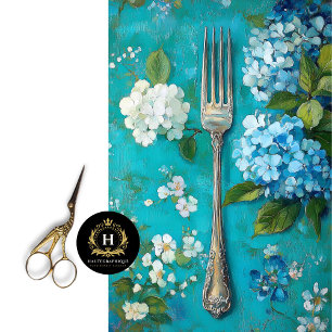 Papier Mousseline Fourchette Vintage et Dessin d'Hortensia