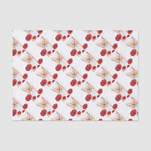 Papier Mousseline fox and poppies (Recto)