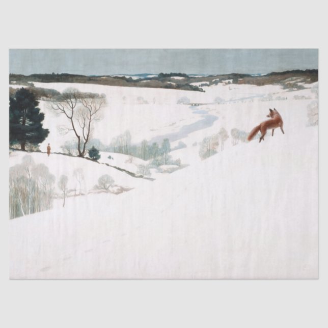 Papier Mousseline Fox dans la neige par Newell Convers Wyeth (Recto)