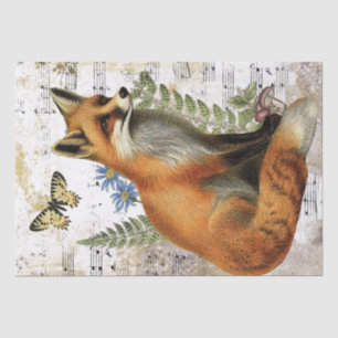 Papier Mousseline Fox Fern Butterfly Music Gold Decoupage Idée