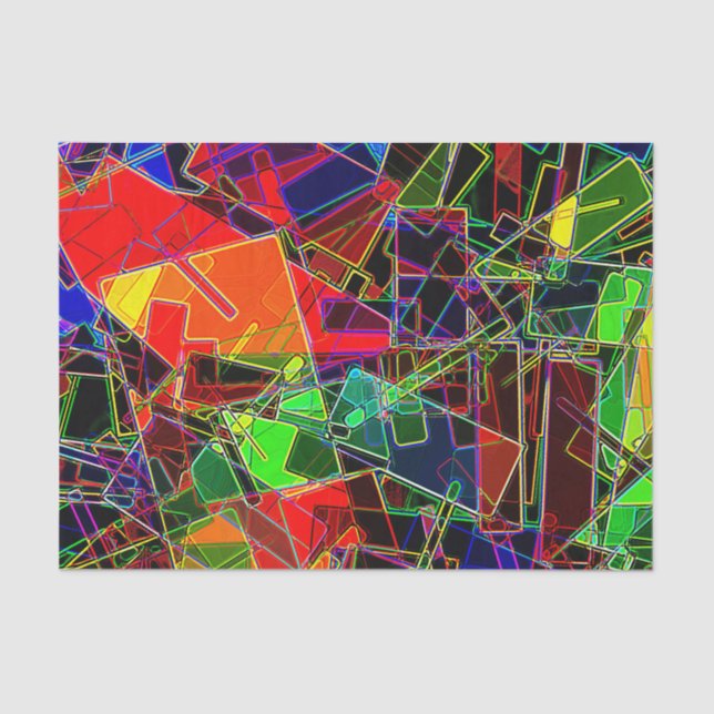 Papier Mousseline Fractale géométrique au néon (Recto)