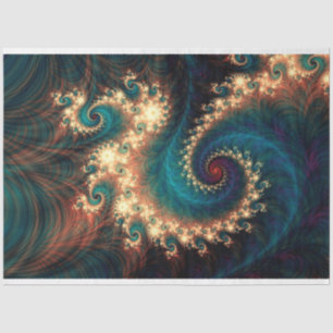 Papier Mousseline Fractale Turquoise Imaginaire spirale Abstraite 26