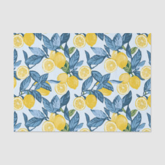 Papier Mousseline Fraîche de citron jaune sur Arrière - plan bleu