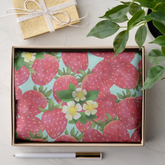 Papier Mousseline Fraise  (Cadeau)