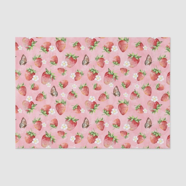 Papier Mousseline Fraise à papillon (Recto)