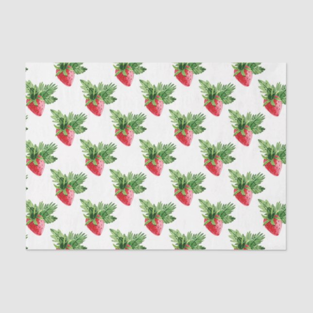 Papier Mousseline fraise avec feuille verte (Recto)