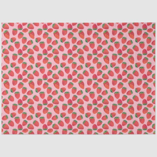 Papier Mousseline Fraise rose et rouge (Recto)