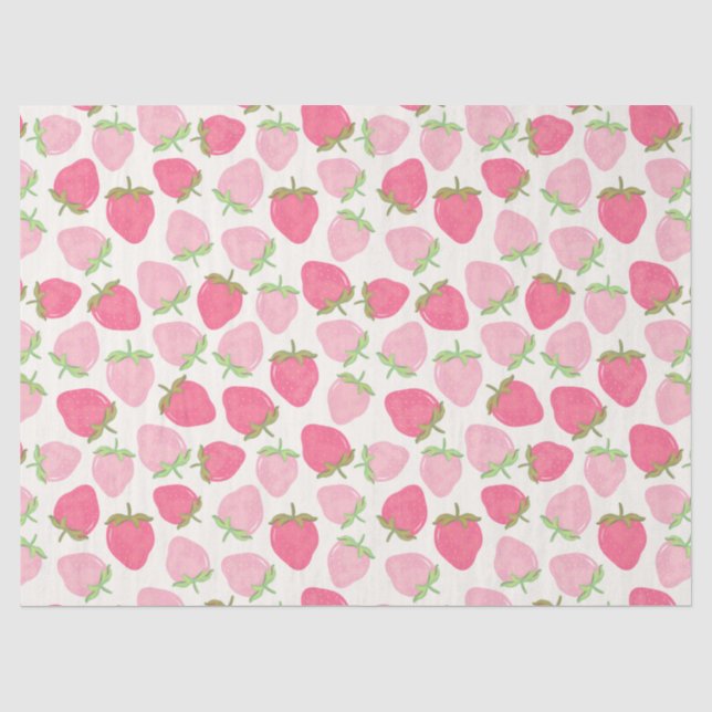 Papier Mousseline Fraise Rose Mignonne et Fruitée  (Recto)