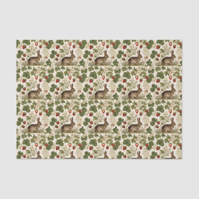 Papier Mousseline Fraise rustique de lapin de Pâques (Recto)
