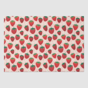 Papier Mousseline Fraise sucrée sur Motif rose Rose