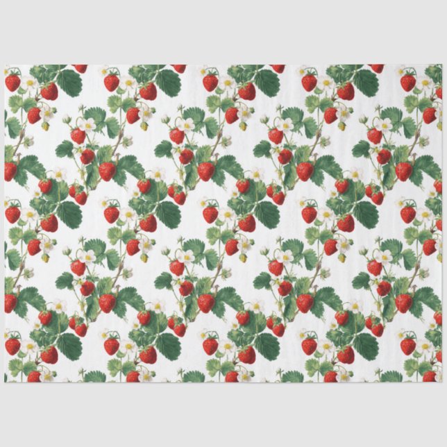 Papier Mousseline Fraises à l'aquarelle (Recto)