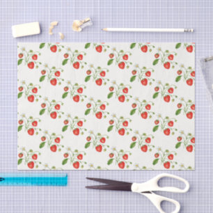 Papier Mousseline Fraises à l'aquarelle vintage