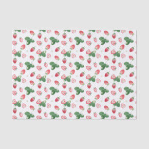 Papier Mousseline Fraises d'aquarelle et Feuilles Motif répétitif