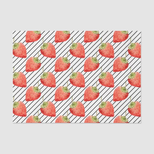 Papier Mousseline Fraises Rouges (Design 49 Série Rouge) (Recto)