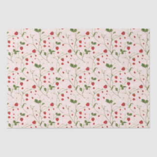 Papier Mousseline Fraises sauvages (lin) - Papier Tissu