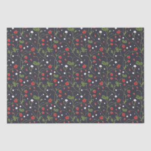 Papier Mousseline Fraises Sauvages (Nuit Polaire) - Papier Tissu