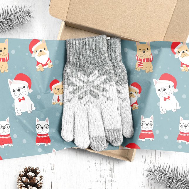 Papier Mousseline Français Bulldog Français Motif de Noël (Créateur téléchargé)
