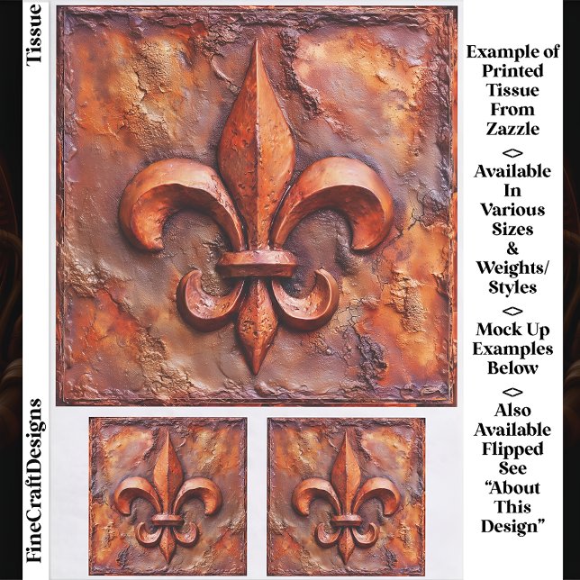 Papier Mousseline Français classique rustique Fleur de Lis EH3R Déco (Créateur téléchargé)