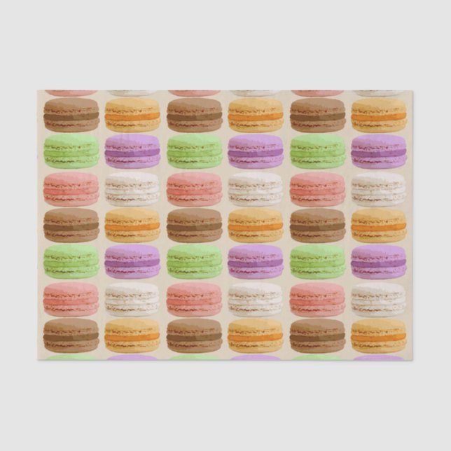 Papier Mousseline Français Macarons, couleurs en pastel (Recto)