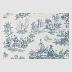 Papier Mousseline Français toile de jouy sauge découpage vert