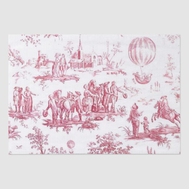 Papier Mousseline Français Toile Red Decoupage Hot Air Balloon Perso (Recto)