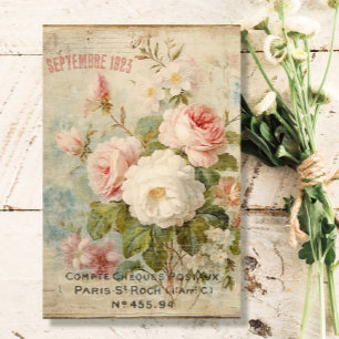 Papier Mousseline Français Vintage Floral bleu rose Ephémère Découpa