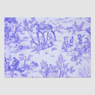 Papier Mousseline Française toile de jouy Découpage bleu et blanc