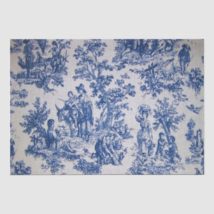 Papier Mousseline Française toile de jouy Découpage bleu et blanc