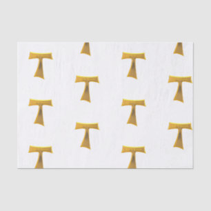 Papier Mousseline Franciscain Tau Cross Pax Et Bonum Gold Metallic