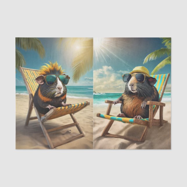 Papier Mousseline Frankie G & Gerald, Cochons d'Inde en Vacances (Recto)