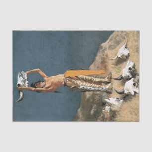 Papier Mousseline Frédéric Remington Art de l'Ouest "Conjurer le buf