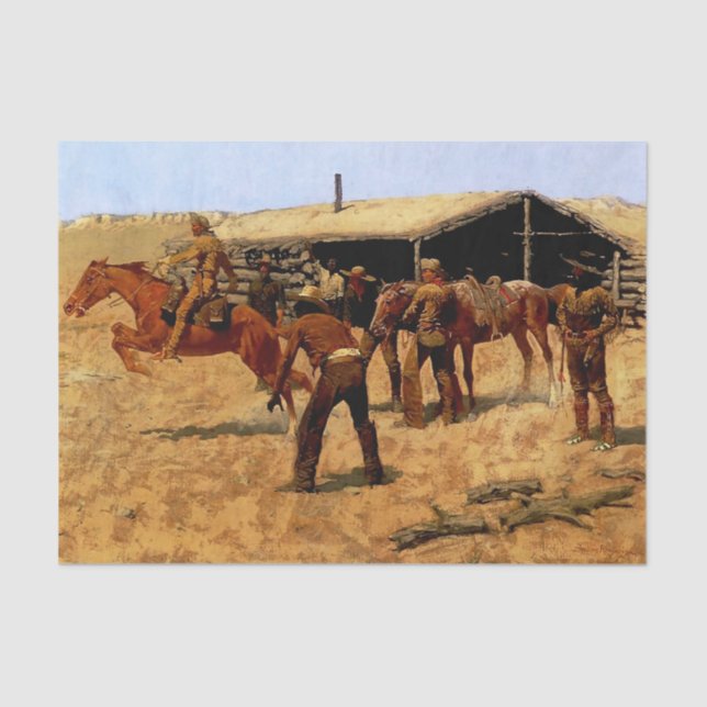 Papier Mousseline Frédéric Remington Art de l'Ouest "Express du Pone (Recto)