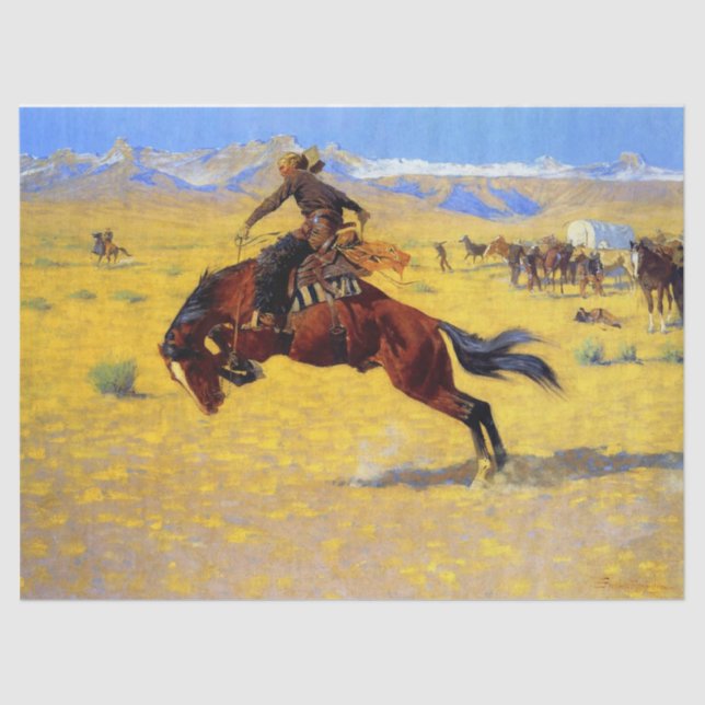 Papier Mousseline Frederic Remington Art Occidental "A Cold Morning" (Recto)