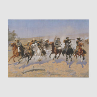 Papier Mousseline Frédéric Remington Western Art "Dash For The Timbe