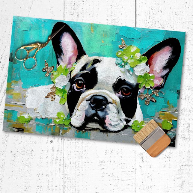 Papier Mousseline French Buldog Frenchie Decoupage Tissu Paper (Créateur téléchargé)