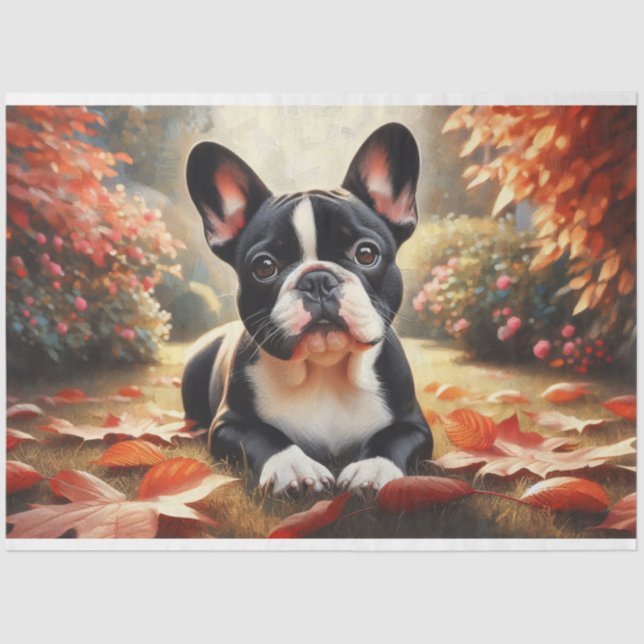 Papier Mousseline French Bulldog Autumn quitte la page de découpage (Recto)