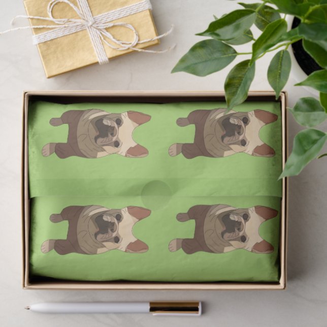 Papier Mousseline French Bulldog, Lime Green (Cadeau)