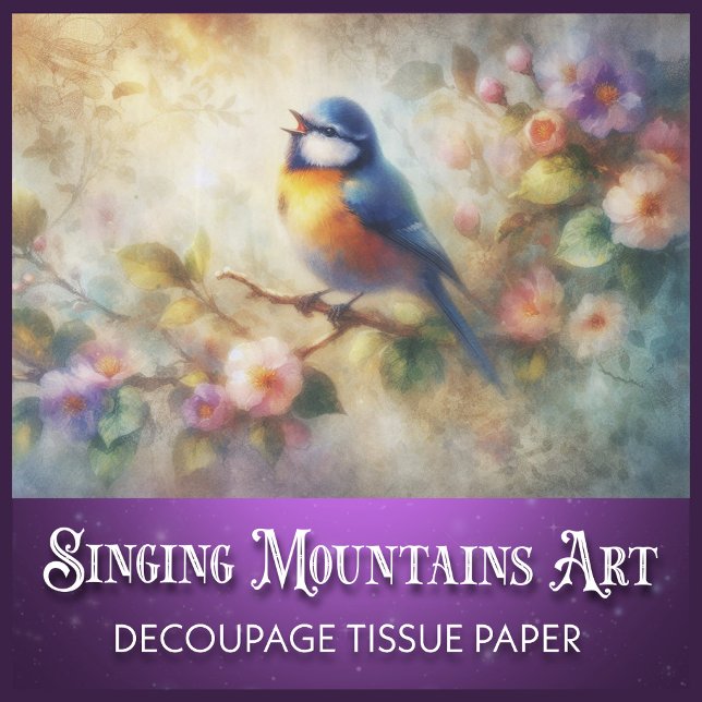 Papier Mousseline French Country Garden Bluebird Decoupage (Créateur téléchargé)