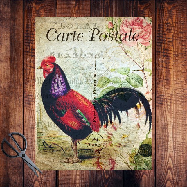 Papier Mousseline French Country Vibrant Red Rooster (Créateur téléchargé)
