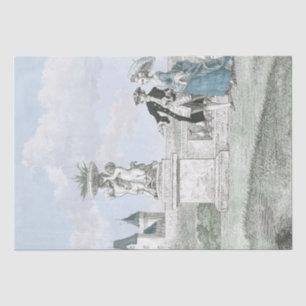 Papier Mousseline French Couple Chateau Garden Découpage Vintage