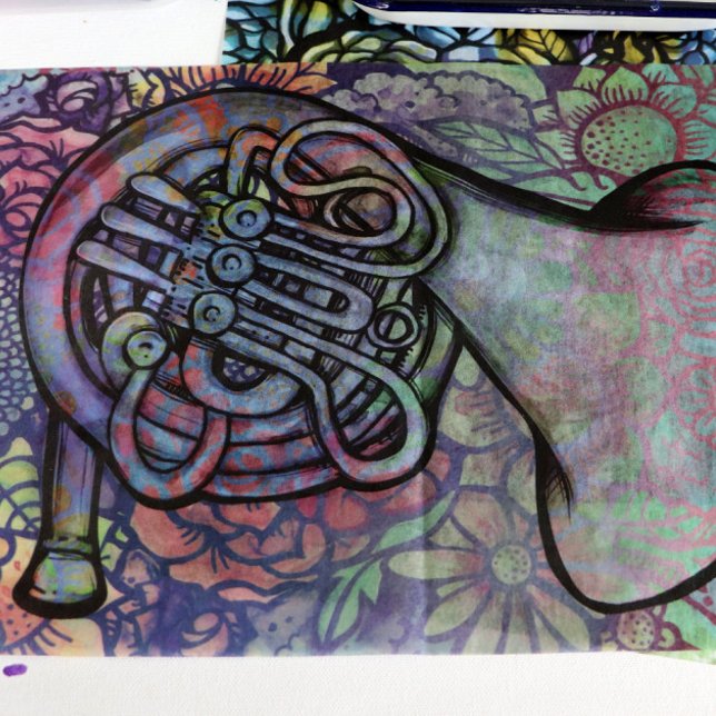 Papier Mousseline French Horn Band Classe Musique professeur (Créateur téléchargé)