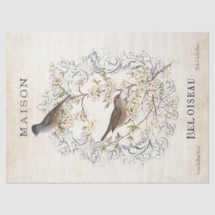 Papier Mousseline French Vintage Bird Nid Maison Cadre Découpage