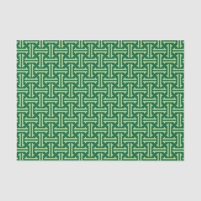 Papier Mousseline Fret chinois Art déco, Jade Green (Recto)