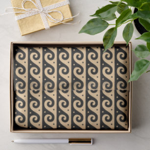 Papier Mousseline Fret grec, Motif d'onde méditerranéen, Brown