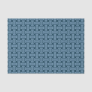 Papier Mousseline Frette d'art déco, indigo et bleu de ciel chinois