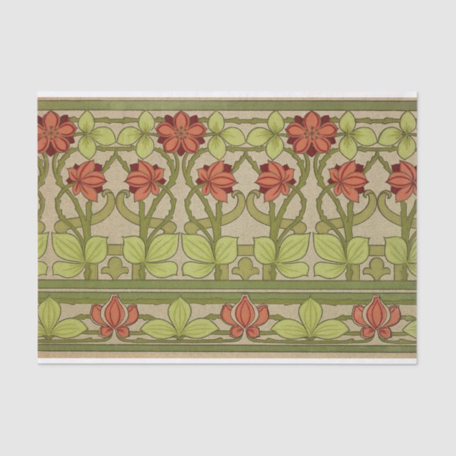 Papier Mousseline Frieze Bordure Art Nouveau Floral (Recto)