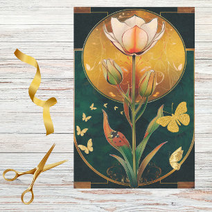 Papier Mousseline Frilly Tulip w Gold Butterflies sur LadyBug sur Gr